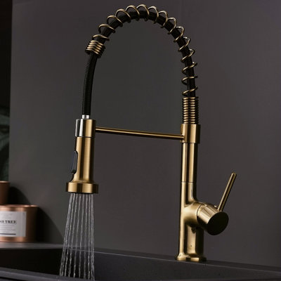 Commercial Kitchen Faucet With Pull Down Sprayer, Single Handle Single Lever Kitchen Sink Faucet