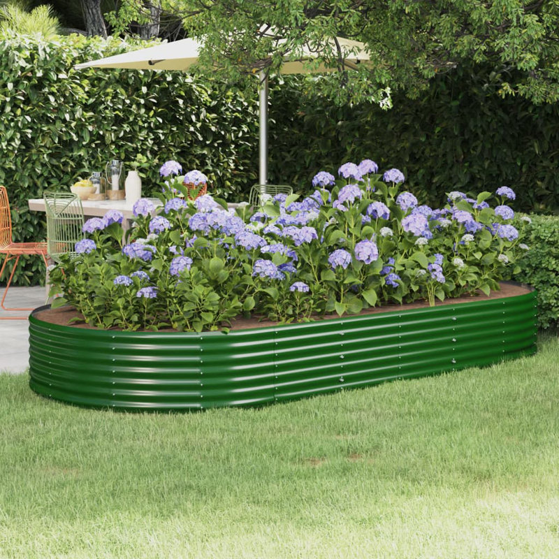 Garden Raised Bed Powder-coated Steel, Green, 36cm x 296cm x 140cm