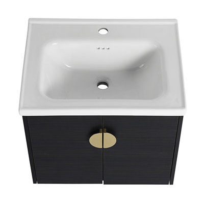 Meuble-lavabo à fermeture en douceur avec lavabo
