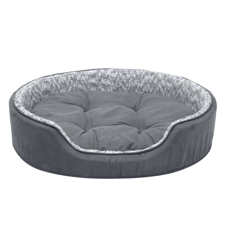 Two-Tone Fur & Suede Oval Pet Bed, Extra large (27" W x 5.5" D x 26" H)