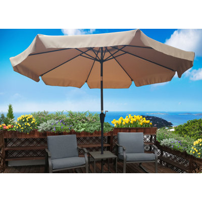 Jardin de 10 pi avec porte-parapluie ronde de jardin avec parasol à manivelle et bouton-poussoir inclinable pour terrasse de jardin