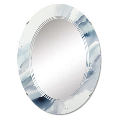 Blue Whirlwind Wall Mirror, Abstract Shapes Modern - Blue Whirlwind II