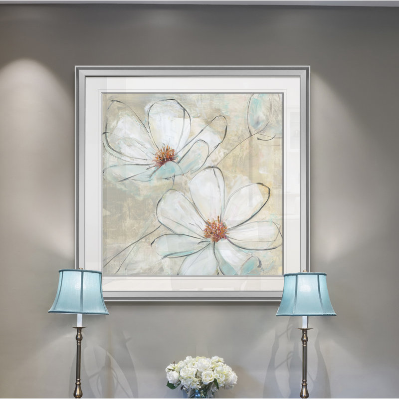 « summer allegro », peinture, H 16 po x l 16 po x P 1,5 po, Encadrement argenté