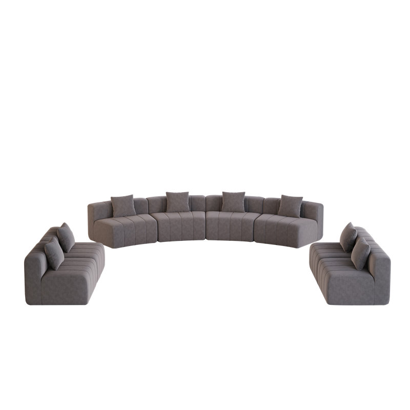 Daijha Boneless Modular Compression Sectional Sofa with Soft Upholstery, Gray Chenille