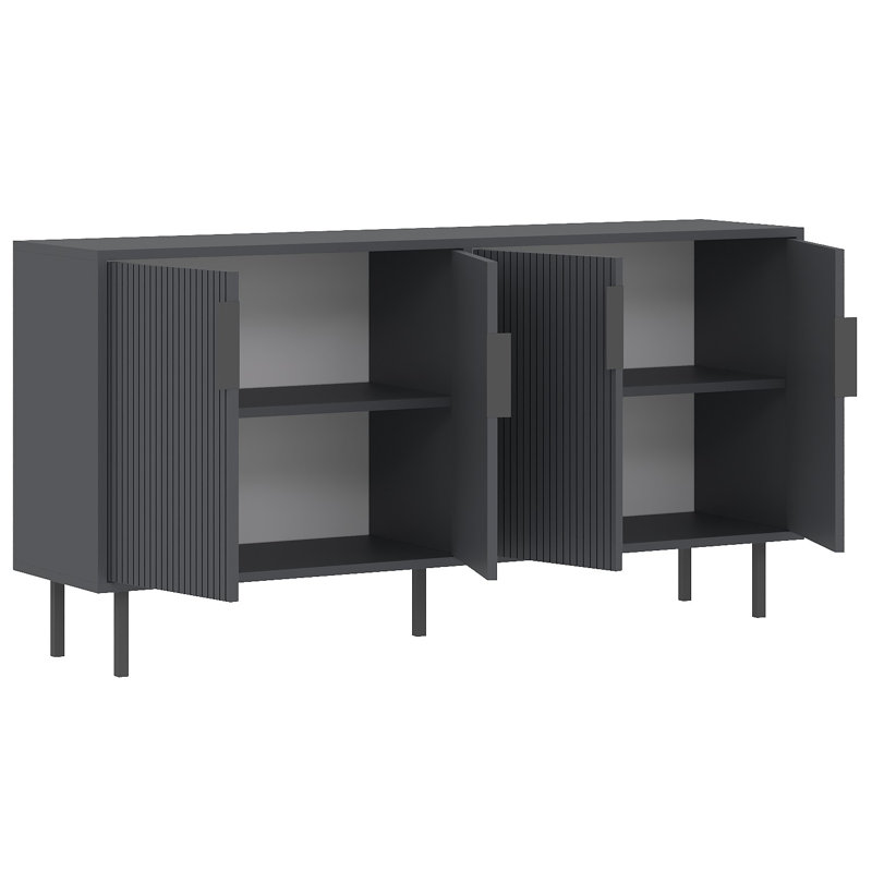 Modern Anthracite Console Table, 59.1 x 29.5 x 14.2 Inches | 100% Melamine Coated Particle Board, Thickness: 0.7 Inches | Sleek Design, Durable & Stylish for Contemporary Living Rooms & Entryways