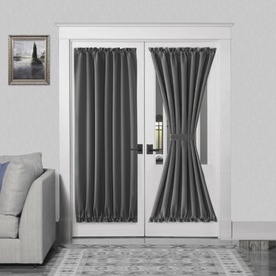 Rideau occultant et isolant à 1 porte avec passe-tringle pour porte avec fenêtre en verre, portes de cuisine et de patio pour plus d'intimité