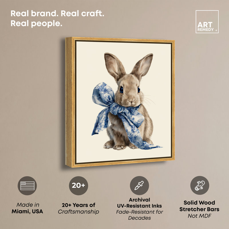 Toile Rabbit I, impression sur toile encadrée par Art Remedy, cadre doré, 16 x 20, 17"H x 21"W, Gold Frame