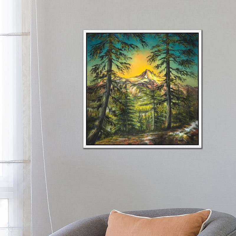 Mountain Glow 1 Piece Painting on Canvas, 66.04 cm H x 66.04 cm W, White Framed