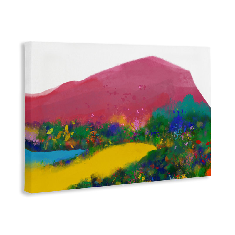 Toile abstraite The Pink Mountain, design par Atelier Posters, H 16 po x l 24 po