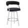 Dehn Modern Swivel Counter or Bar Height Barstool with Open Back and Footrest in Metal and Faux Leather