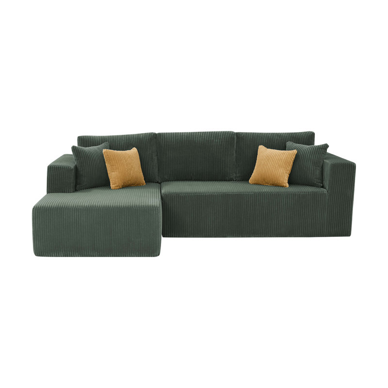 Fogshire Boneless Sectional, Left Hand Facing, Dark Green