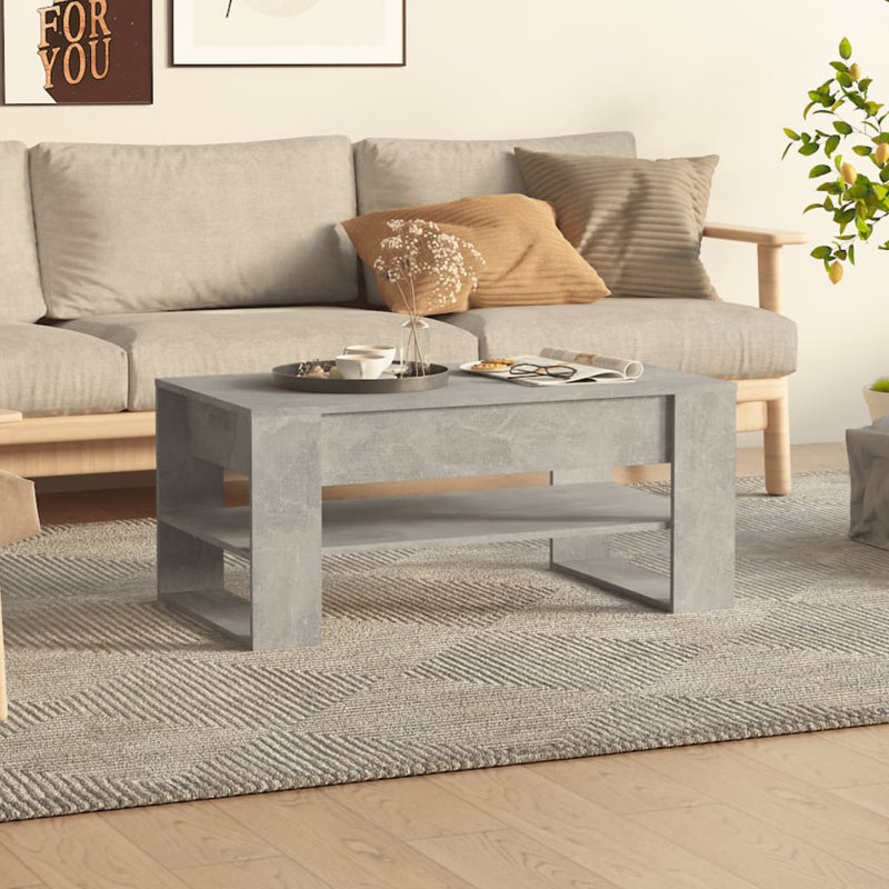 Jahmyia Sled Coffee Table with Storage, Concrete Grey, 45cm H x 102cm W x 55cm D
