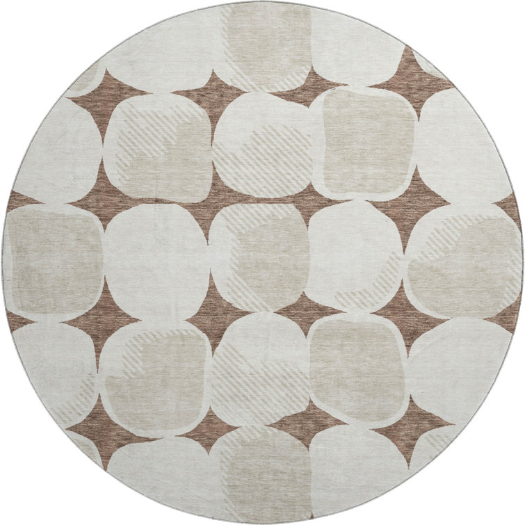 Premium Machine Washable Prisco Brown Rug