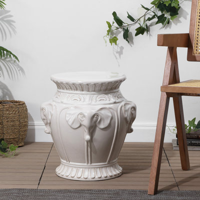 Anita 18" Classic Vintage Ceramic Indoor/Outdoor 4-Elephant Garden Stool by Jonathan Y