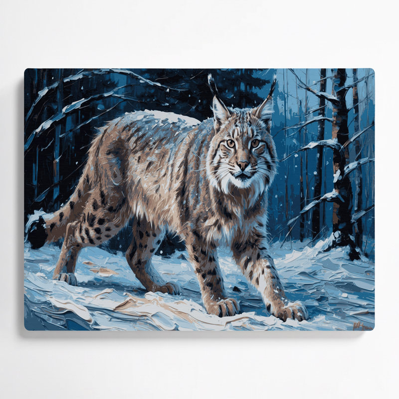«Big Cats Canadian Lynx», art mural en métal bleu