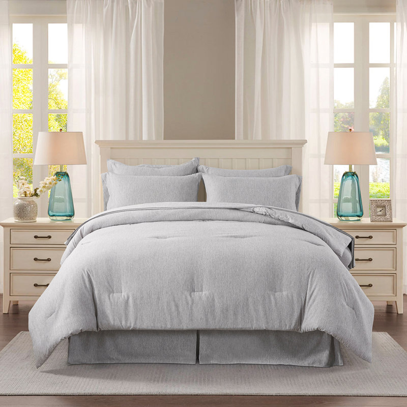 Soft Cationic Dyeing Bed in a Bag Comforter Set, Light Grey, Twin Comforter + 3 Additional Pieces