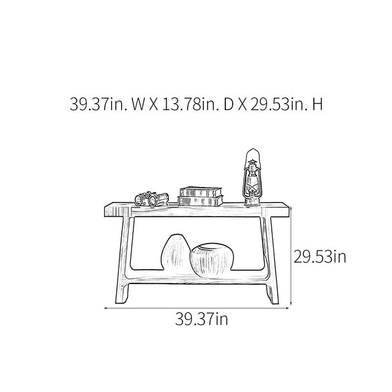 Console rétro en bois massif multifonctionnel, 29,53 po H x 39,37 po L x 13,78 po P, Bois naturel