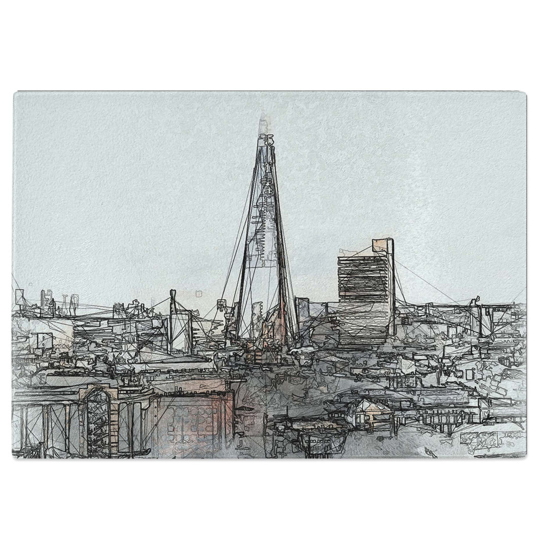 Tempered Glass The London Skyline with the Shard in Abstract Chopping Board