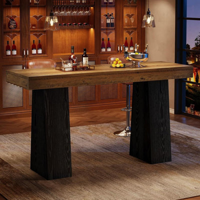Table de bar 63 po Tribesigns, table de pub rectangulaire à hauteur de comptoir avec plateau épaissi