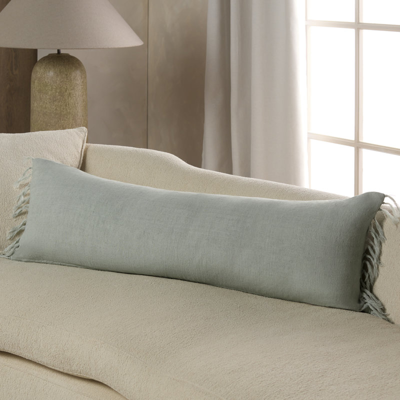Oreiller en duvet bleu uni Jaipur Living Majere, H 40 po x l 13 po, Inférieur