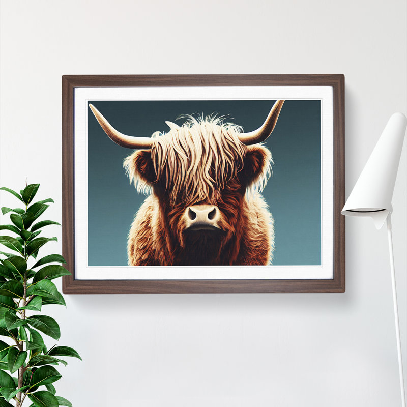 Highland Cow Portrait Vol.4 - Framed Print, 34cm H x 46cm W x 2cm D, Walnut