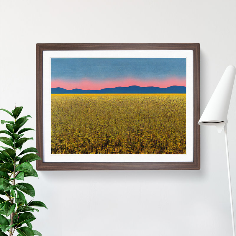 Wheat Field at Sunset - Framed Print, 34cm H x 46cm W x 2cm D, Walnut Framed
