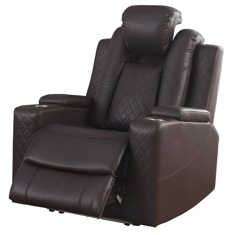 Tiertza Electric Power Recliner With Adjustable Headrest & Storage, Brown
