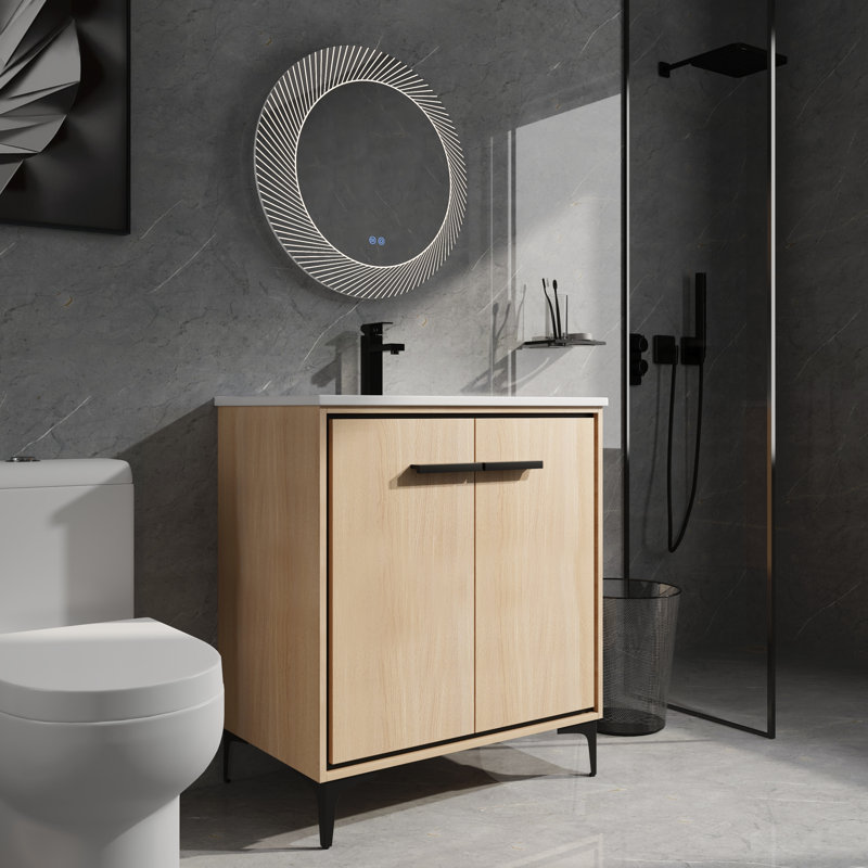 30" Bathroom Vanity with Sink & Storage - Modern Cabinet Base, 30.03"