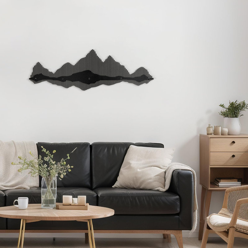 Décoration murale en métal, H 6 po x l 18 po x P 0,05 po, Noir