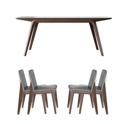 Rock slab rectangular modern simple dining table Four Leg Base Dining Set
