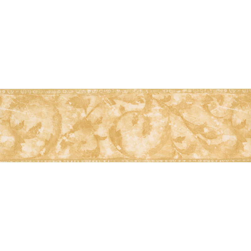 Bordure de papier peint damassé, Blanc / jaune / beige