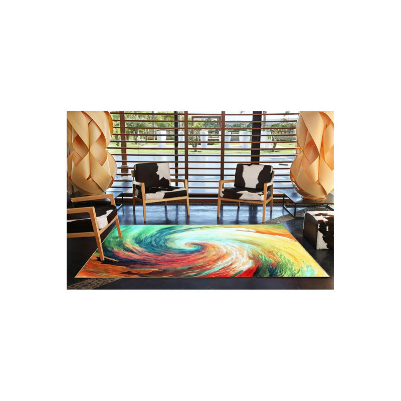 Patterned Woven Base Washable Rug, Square 3'3" Rug Pad Included