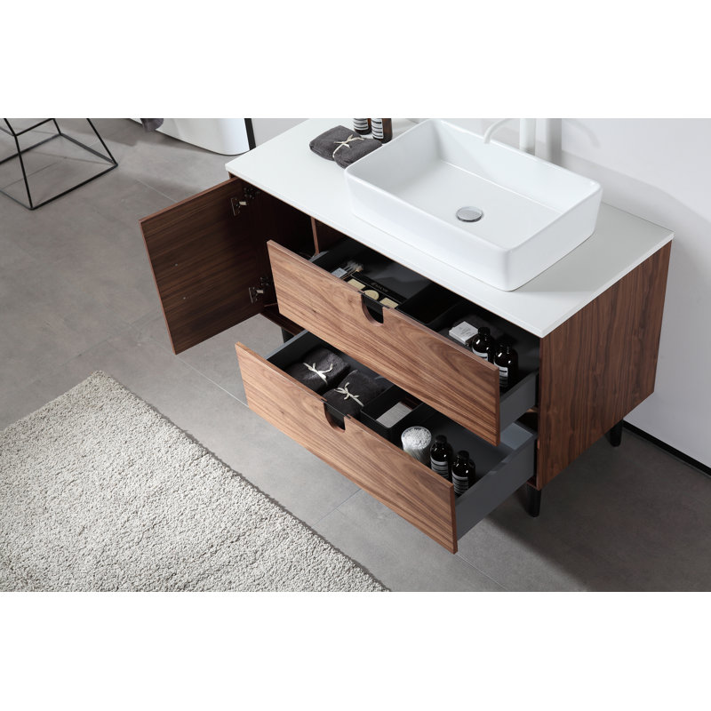 Ensemble de meuble-lavabo simple 47,24 po Antonina, Noyer / noir