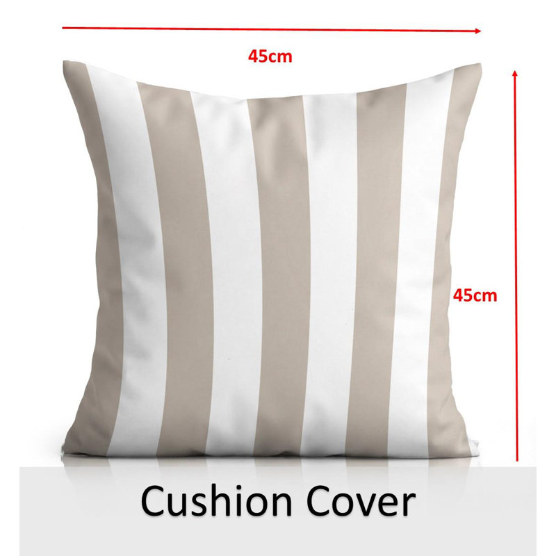 Indoor / Outdoor Square Cushion, Beige/White