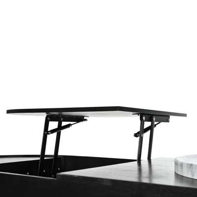 Stylish Lift Tabletop Coffee Table With Hidden Compartment And Rotating Tray For Space Optimization Ideas Functional Top Storage 360-Degree Management