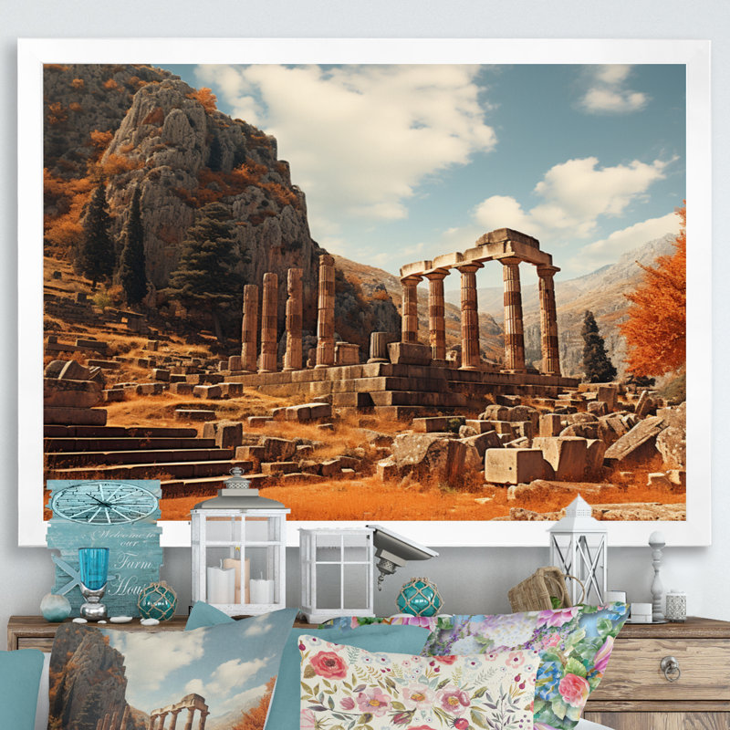 Grèce Grèce Mythos II sur toile, Cadre photo blanc, H 30 po x l 40 po x P 1,5 po