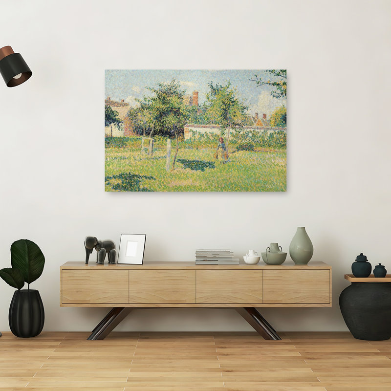 Woman In The Meadow At Eragny, Spring, 1887 Impressionist Abstract Contemporary Landscape Tree Wall Art Print