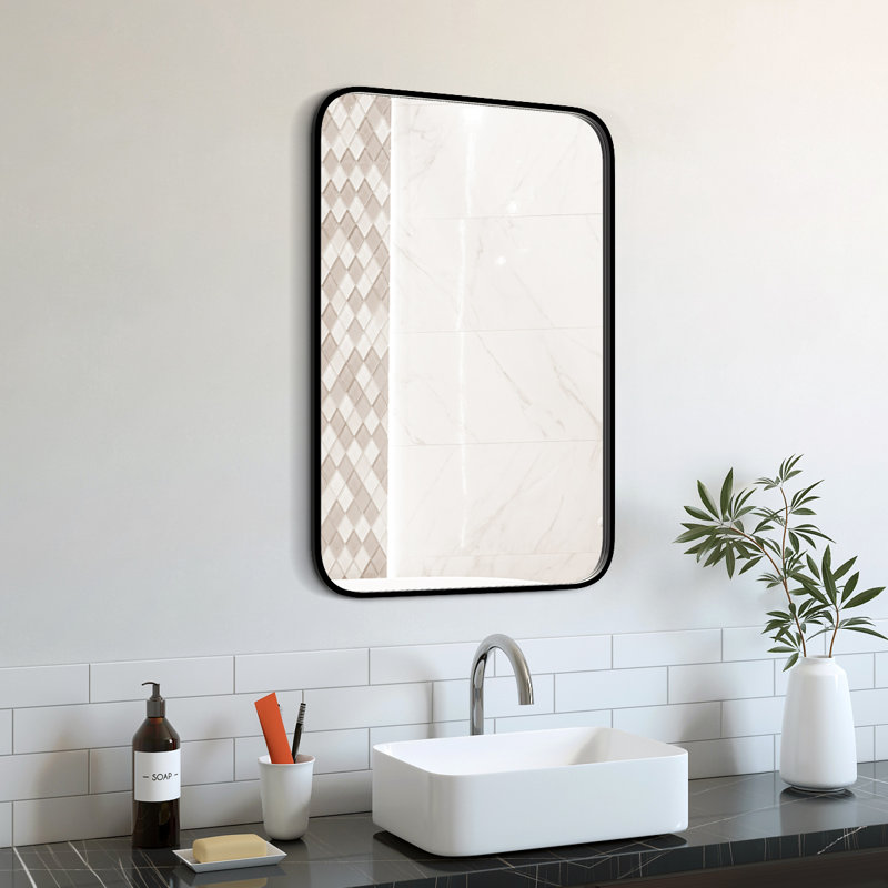 Cadre rectangulaire en métal Ajax 24 x 36 avec coin rond, Noir mat
