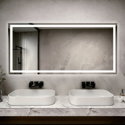 77" X 36" LED Bathroom Mirror With Dimmable Light Anti-Fog Lighted Vanity Mirror With 3 Color Modes, IP44 Waterproof Horizontal/Vertical Mount