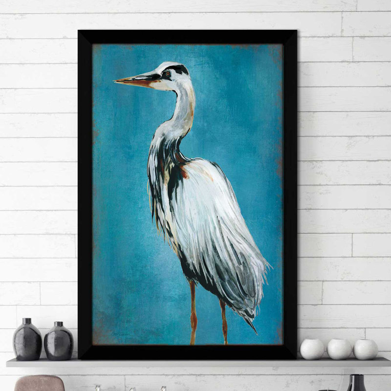 « great blue héron ii », reproduction de peinture à l’huile encadrée, H 27,5 po x l 21,5 po x P 0,75 po
