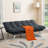 AC Pacific Modern Tufted Convertible Futon Sofa – Dark Grey-1214367045