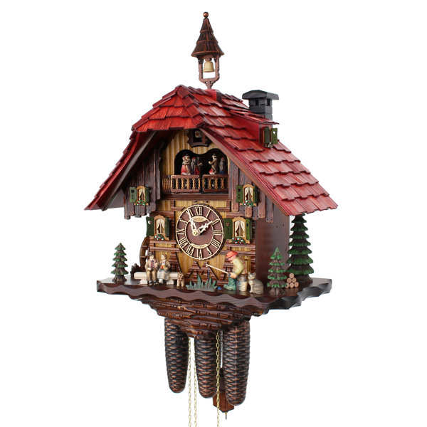Orologio A Cucù Della Foresta Nera - Intagliato In Legno, Con Chiamata A Cucù, 45 Cm