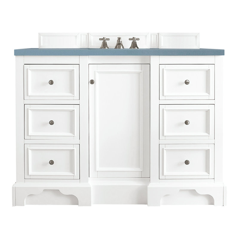 De Soto 48'' W Single Vanity, Bright White, Cala Blue Quartz, 8" Widespread