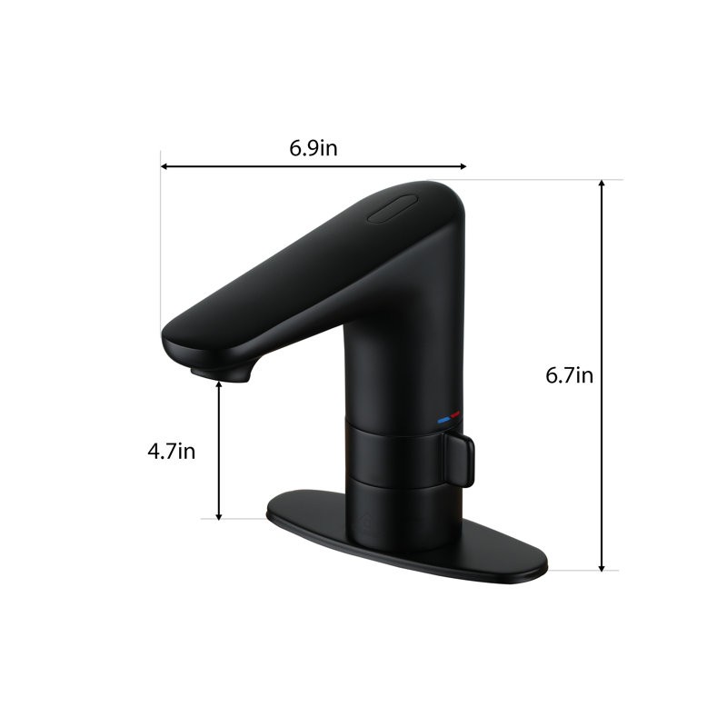 Robinet de salle de bain encastré à poignée simple noire avec capteur sans contact et bonde