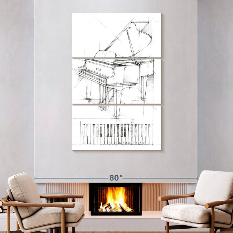 Abarca Piano Sketch, 74" H x 48" W