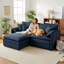 Canapé-lit modulaire en chenille 2 pièces avec méridienne et rangement pour appartements, bleu-641917419