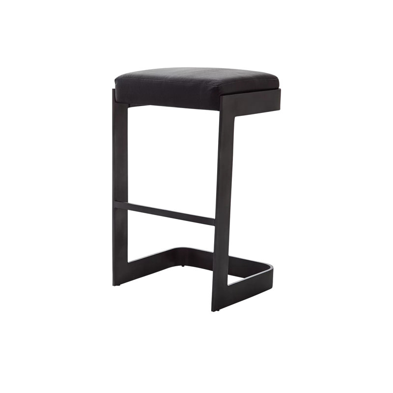 Regan Bar Stool w/Black Leather-Graphite, Bar Stool (30" Seat Height)