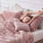 Intelligent Design Felicia Blush Crushed Velvet Quilted 4-Piece King/Cal King Duvet Set with Throw Pillow-742289619-742289627