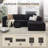 Modern No Assembly Required Upholstery Corduroy Compression Modular Sectional Couch Sofa with L-Shape Chaise 2 Piece and 5 Pillows Back, Free Combination, Modern Modular Sofa with Deep Seat-1377828958-1381101138