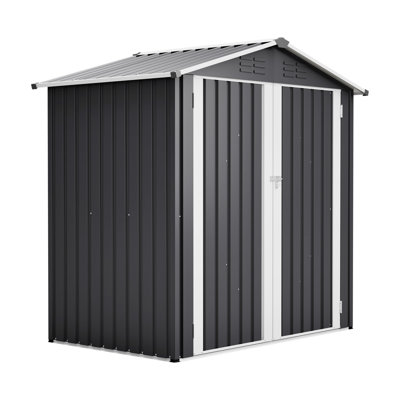 Gray 6 X 4 Ft Metal Outdoor Storage Shed With Lockable Door, Waterproof Garden Tool House For Backyard, Reinforced Galvanized - Steel Frame, Trouble Assembly Ft, Patio, Help Available